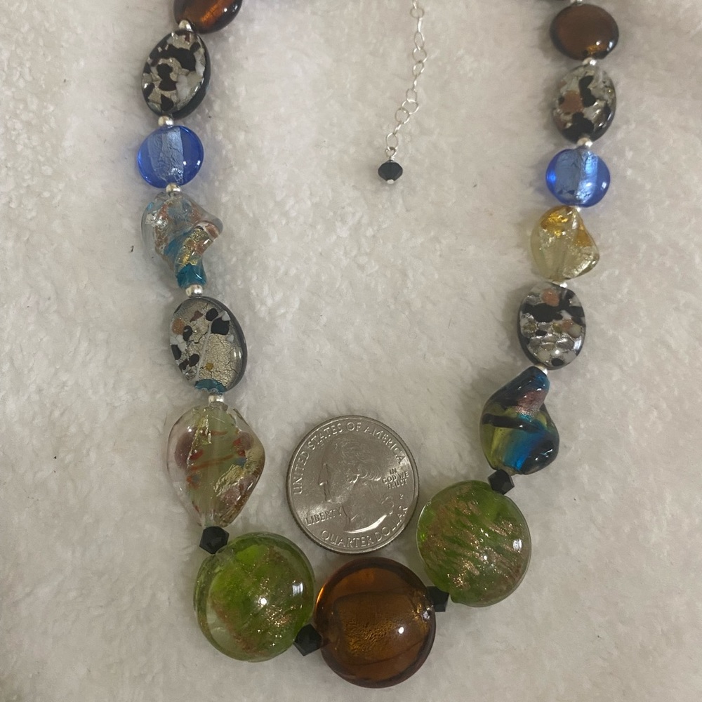Lamp work glass beads necklace